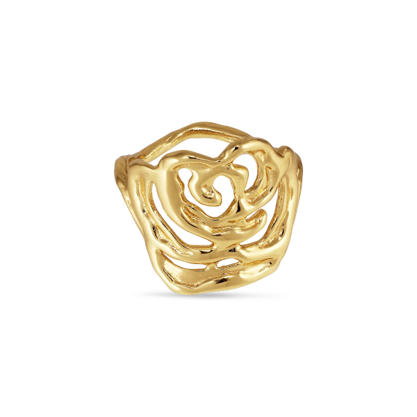 Jane Kønig - Big Rose Ring - Forgyldt on Sale