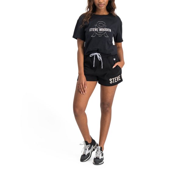 PAYTON LADIES KNITTED T-SHIRT BLACK For Cheap