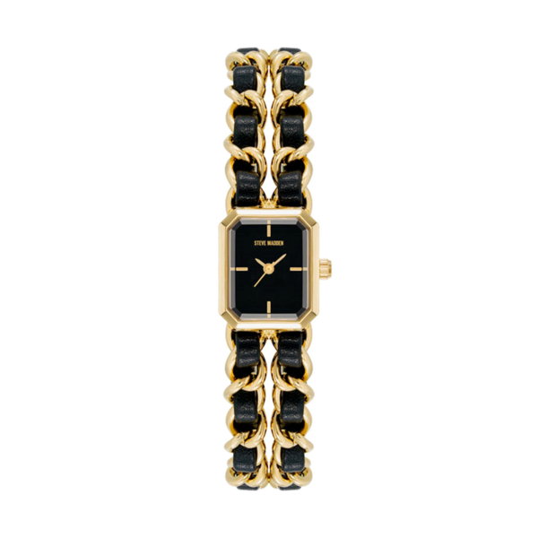 CHAIN WATCH AND BRACELET SET GOLD BLACK Online