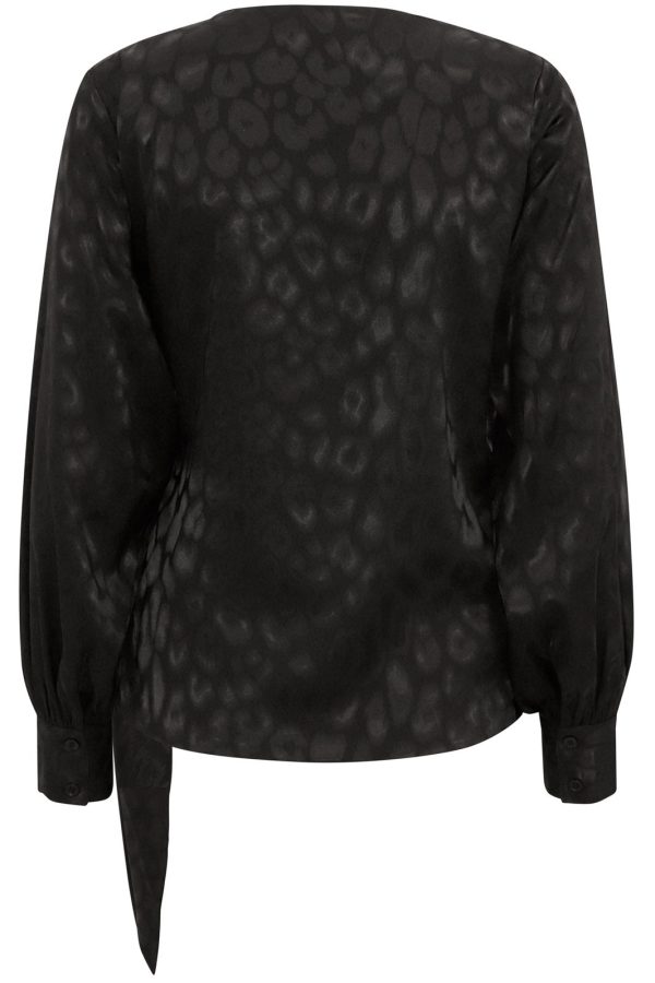 Forudbestilling - Karmamia - Ines Blouse - Black Leo Jacquard Discount