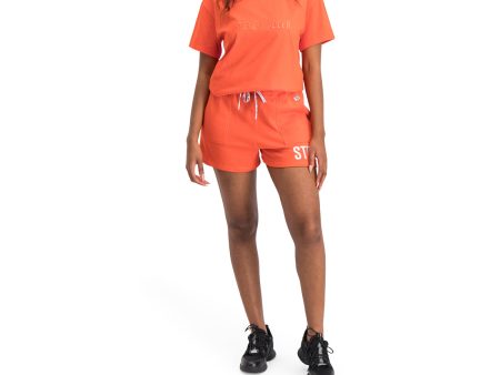 LAILA LADIES KNITTED T-SHIRT TANGERINE Online Hot Sale