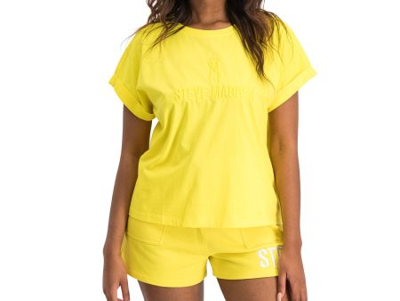 CALI LADIES KNITTED T-SHIRT YELLOW Hot on Sale