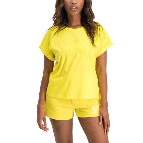 CALI LADIES KNITTED T-SHIRT YELLOW Hot on Sale