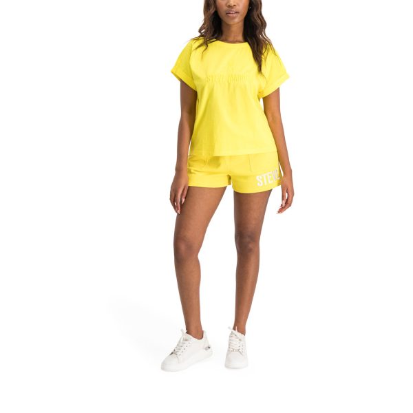 CALI LADIES KNITTED T-SHIRT YELLOW Hot on Sale