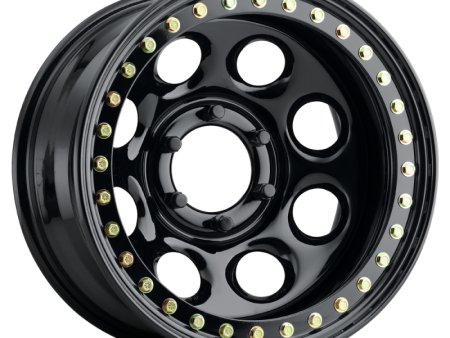 Raceline RT81 Rock 8 15x8in   8x165.1 BP   -19mm Offset   130.81mm Bore - Gloss Black Beadlock Wheel on Sale