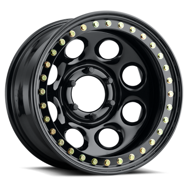 Raceline RT81 Rock 8 15x8in   8x165.1 BP   -19mm Offset   130.81mm Bore - Gloss Black Beadlock Wheel on Sale