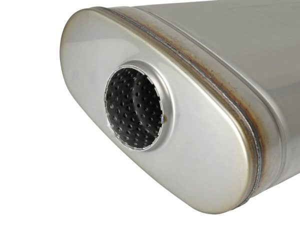 aFe MACH Force XP 304 Stainless Steel Muffler 2.5in Center Offset 18in L x 9in W x 4in H Hot on Sale