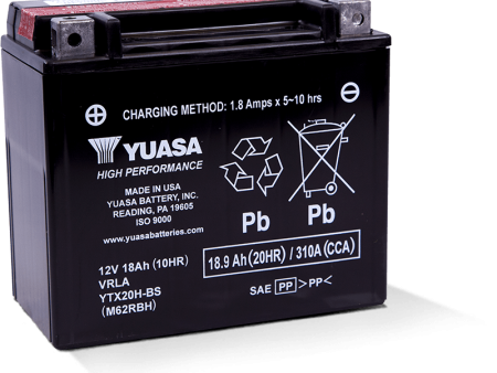 Yuasa YTX20H-BS High Performance AGM 12 Volt Battery (Bottle Supplied) Online now