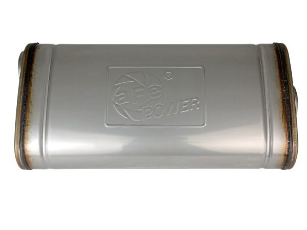 aFe MACH Force XP 304 Stainless Steel Muffler 2.5in Center Offset 18in L x 9in W x 4in H Hot on Sale